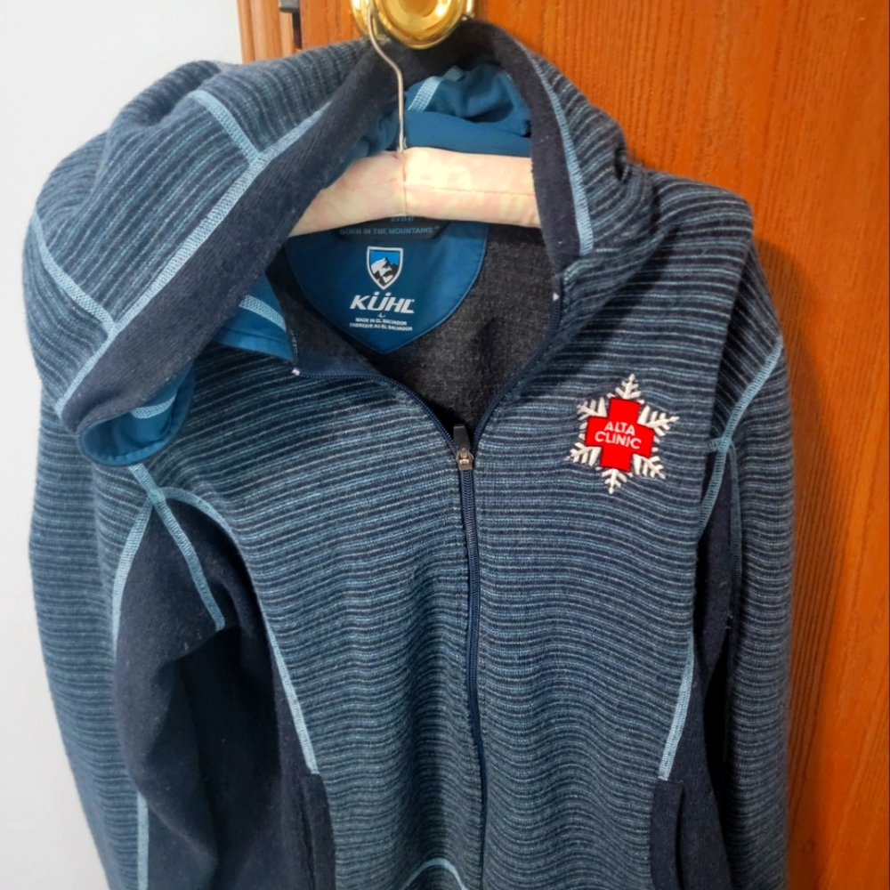 Womens soft hooded kuhl jacket.